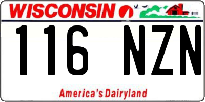 WI license plate 116NZN
