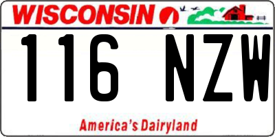 WI license plate 116NZW