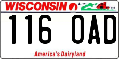WI license plate 116OAD
