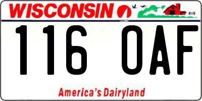 WI license plate 116OAF
