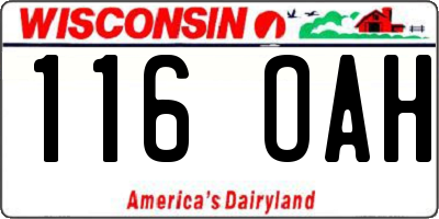 WI license plate 116OAH