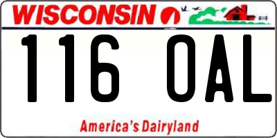 WI license plate 116OAL