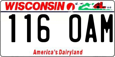 WI license plate 116OAM