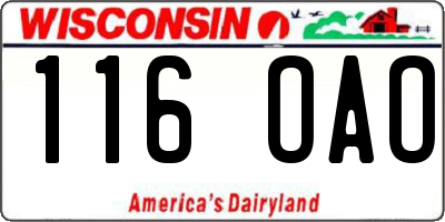 WI license plate 116OAO
