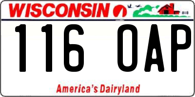WI license plate 116OAP