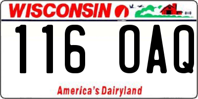 WI license plate 116OAQ