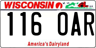 WI license plate 116OAR