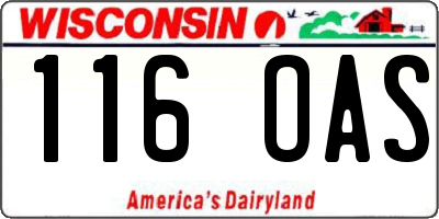 WI license plate 116OAS