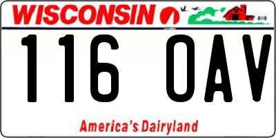 WI license plate 116OAV