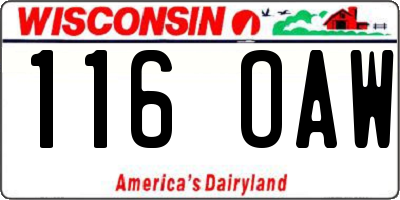 WI license plate 116OAW