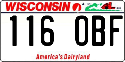 WI license plate 116OBF