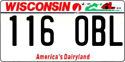 WI license plate 116OBL