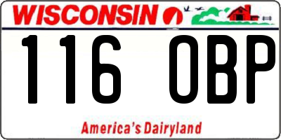 WI license plate 116OBP