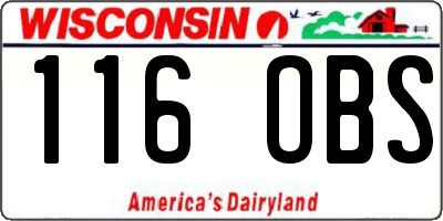 WI license plate 116OBS