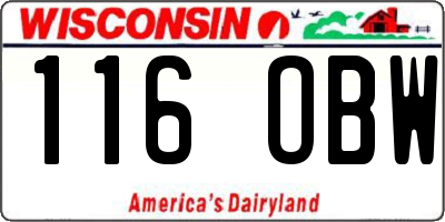 WI license plate 116OBW
