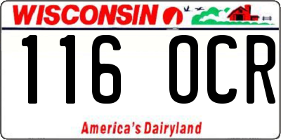 WI license plate 116OCR