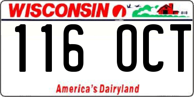WI license plate 116OCT