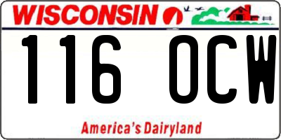 WI license plate 116OCW