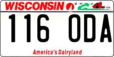 WI license plate 116ODA