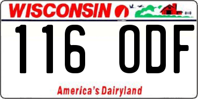 WI license plate 116ODF