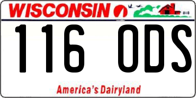 WI license plate 116ODS