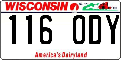 WI license plate 116ODY