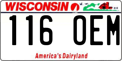 WI license plate 116OEM