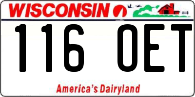 WI license plate 116OET