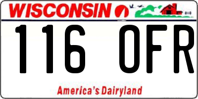 WI license plate 116OFR