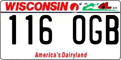 WI license plate 116OGB