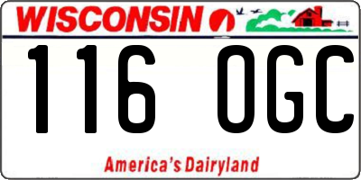 WI license plate 116OGC