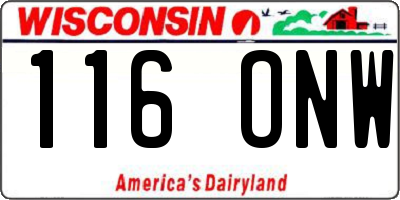 WI license plate 116ONW
