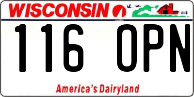 WI license plate 116OPN