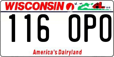 WI license plate 116OPO