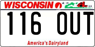 WI license plate 116OUT