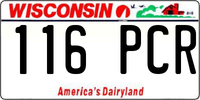WI license plate 116PCR