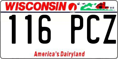 WI license plate 116PCZ