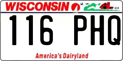 WI license plate 116PHQ