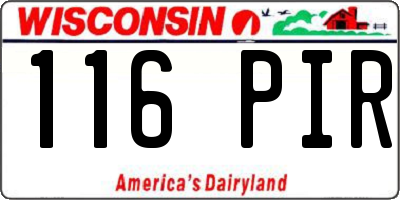 WI license plate 116PIR