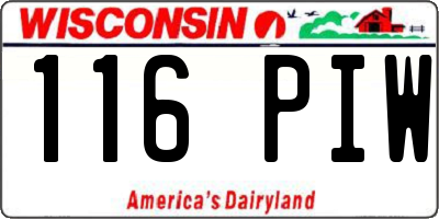 WI license plate 116PIW