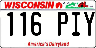 WI license plate 116PIY