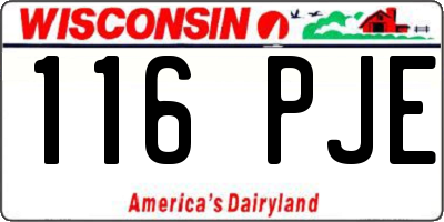 WI license plate 116PJE