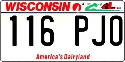 WI license plate 116PJO