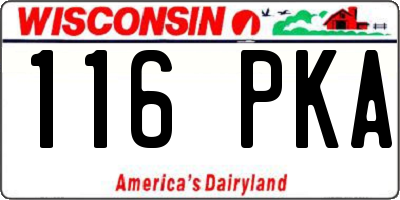 WI license plate 116PKA
