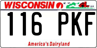 WI license plate 116PKF