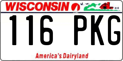 WI license plate 116PKG