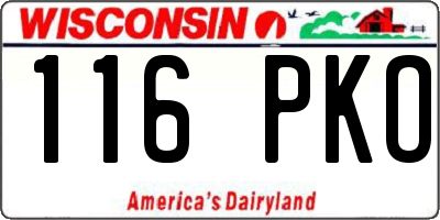 WI license plate 116PKO