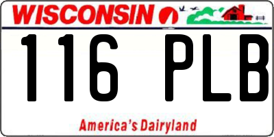 WI license plate 116PLB