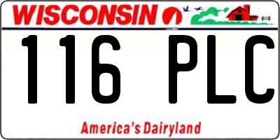WI license plate 116PLC