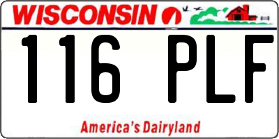 WI license plate 116PLF